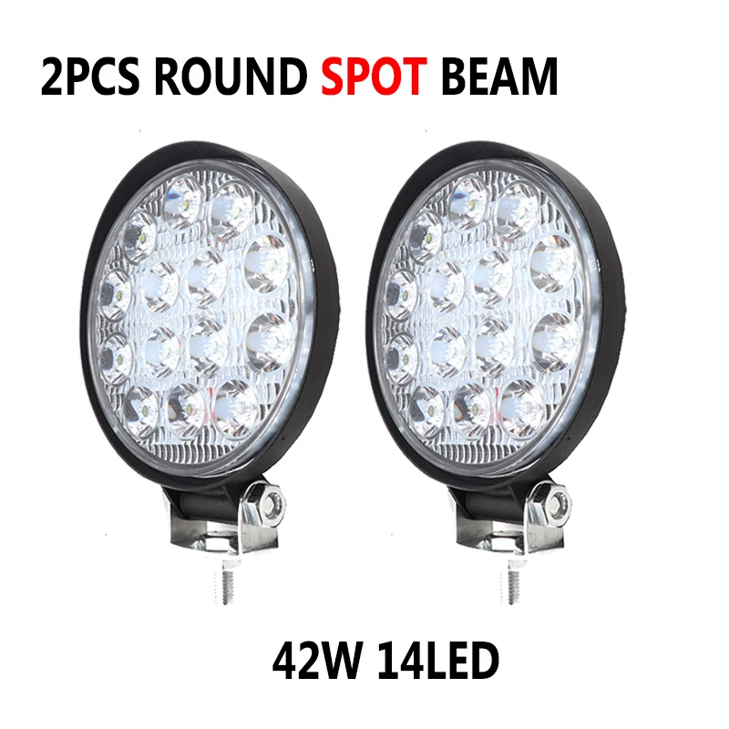 Niscarda 2PCS 4 inch 42W 14 LED Car Work Light Spot Beam Bar For Motorcycle Tractor Boat Off Road 4WD 4x4 Truck SUV ATV | Автомобили и