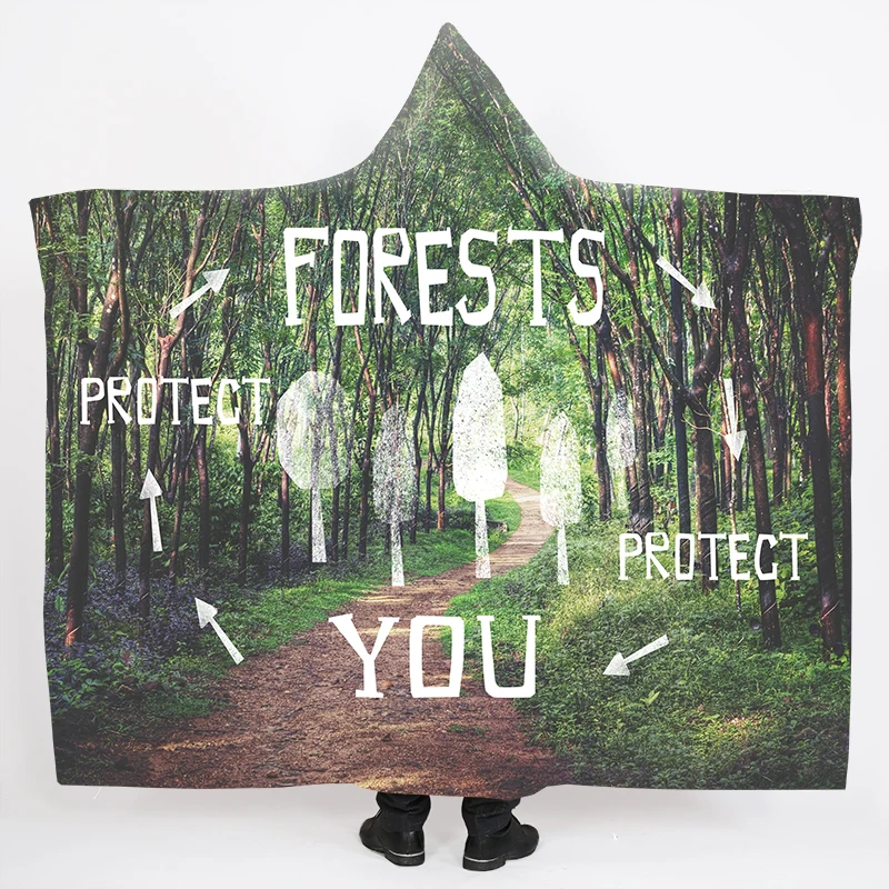 Fantasy Forest Series Hooded Blanket Lotus Mandala Sherpa Fleece Throw with Hat Galaxy Constellations Wearable | Дом и сад