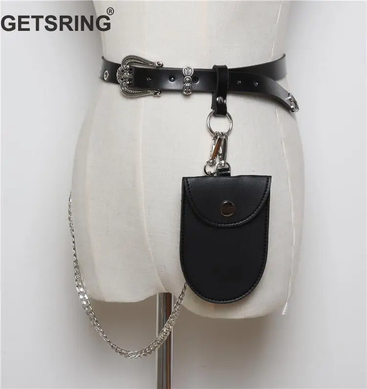 

GETSRING Women Waist Bag Woman Belt Bags Genuine Leather Women Waist Bag Black Mini Money Belt Casual Big Bag 2018 New Fashion