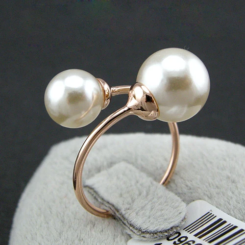 

Promotion!!! Rigant Rose Real Rose Gold Color Simulated Pearl Ring Cheap Women Pearl Rings