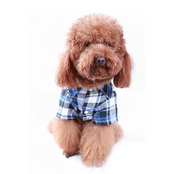 Лидер продаж; Повседневная клетчатая рубашка на пуговицах с отворотом для собак; хлопковая толстовка; S-XL; LM76