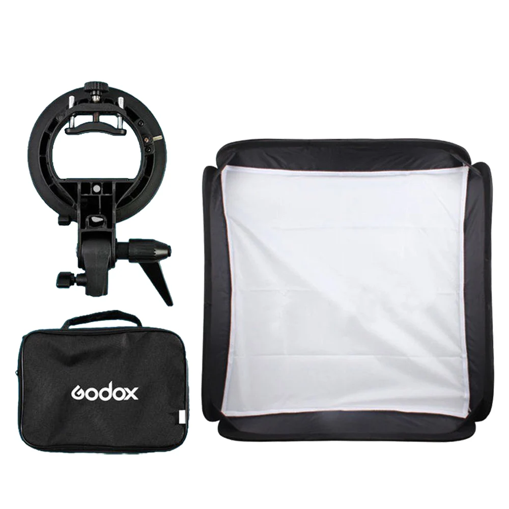 

GODOX 40x40/50x50/60x60/80x80cm Softbox with S Type Bracket Stable Bowens Mount Flash Bracket Mount Foldable Softbox Kit
