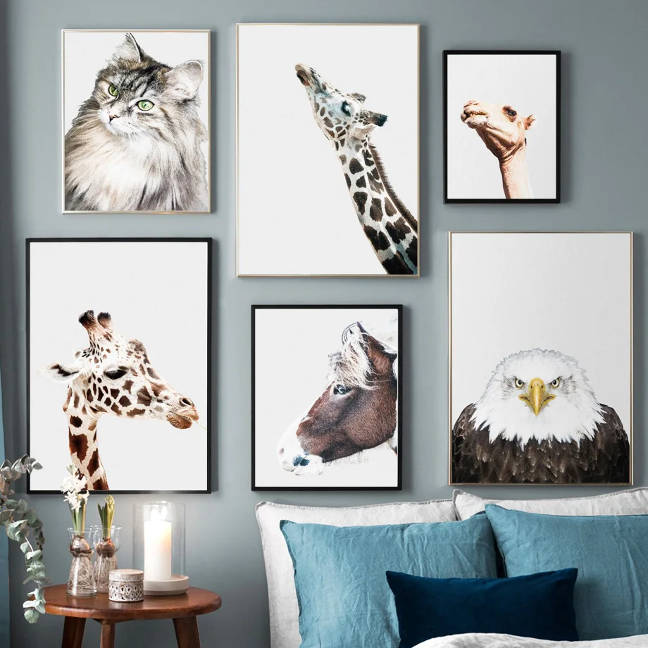 

Giraffe Horse Eagle Monkey Cat Wall Art Canvas Painting Nordic Posters And Prints Wall Pictures For Living Room Bedroom Decor