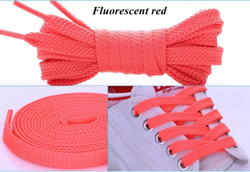 1 пара модных спортивных повседневных шнурков, шнурки из полиэстера высокого качества 28 цветов - Цвет: Fluorescent red