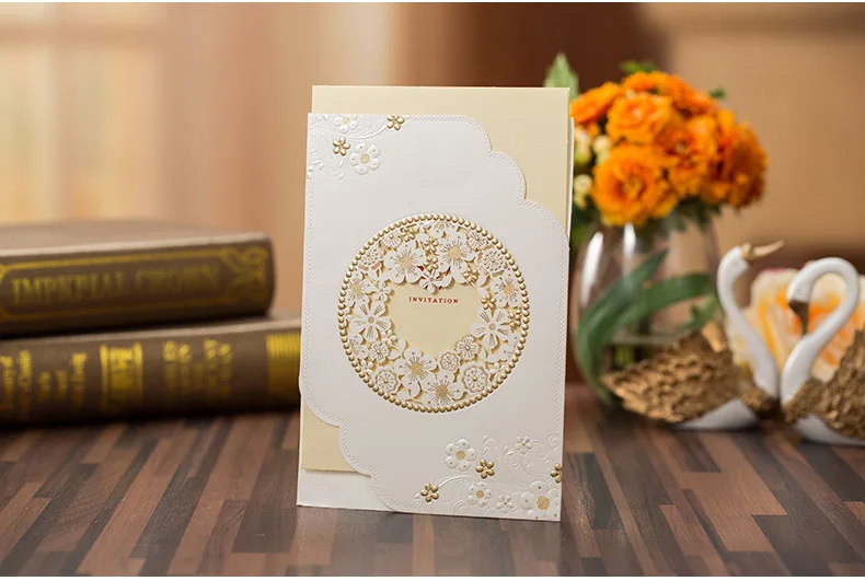 High Quality Wedding Invitations Cards 127*185mm White / Light Gray ...