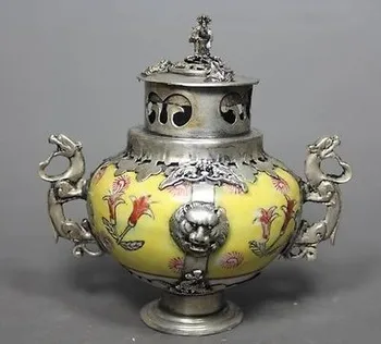 

CHINESE OLD PORCELAIN HANDWORK PAINTING DRAGON INCENSE BURNER