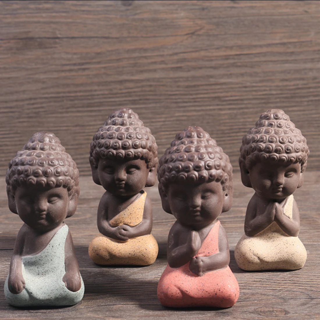 Small Buddha statue monk Figurine India Mandala Tea Ceramic Crafts