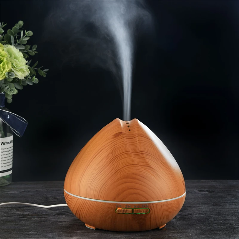 

Remote Control Ultrasonic Air Humidifier Aroma Essential Oil Diffuser Wood Grain LED Night Light Cool Mist Air Purifier 550ml PJ
