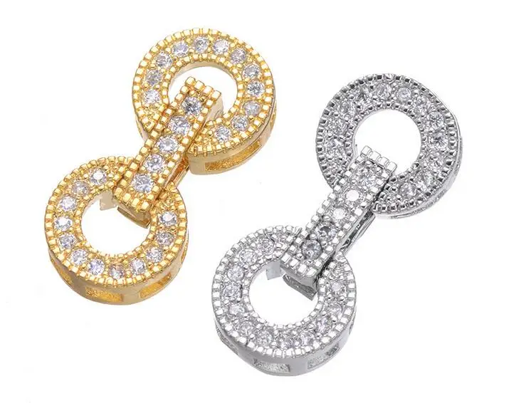 

one piece rhodium/gold diy copper micro pave CZ round connetor accessory mp036