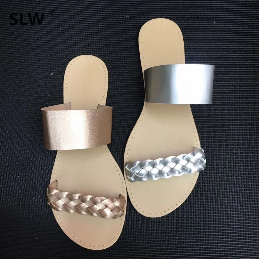 

Shoes Designer Slides Slipper Women Low Socofy Flat Slippers Luxury Sliders Soft PU Fashion Rome Concise Fabric Basic Rubber