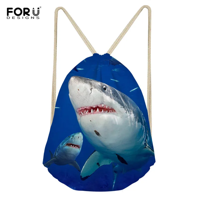 

FORUDESIGNS Shark Dinosaur Backpack for Teenage Boys Girls Women Polyester String Drawstring Bag Cinch Sack Gym Bag Sport Bag
