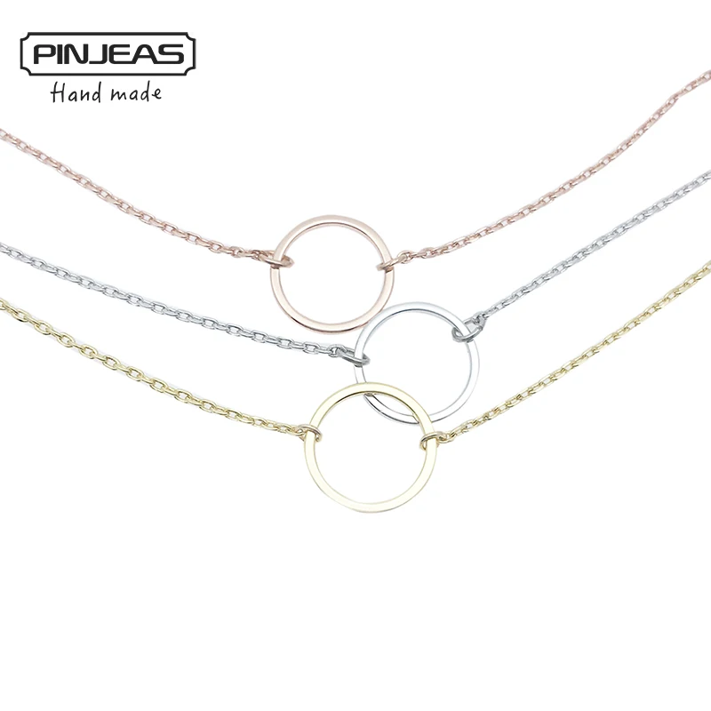 

PINJEAS handmade choker pendant necklace Minimalist wedding woman birthday Delicate Open Circle chain necklace jewelry
