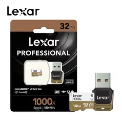 Популярные Lexar 128 Гб Micro SD Class 10 tf карты памяти 32 64 micro SDXC Reader UHS для Drone Спорт видеокамера 150 МБ/с./с