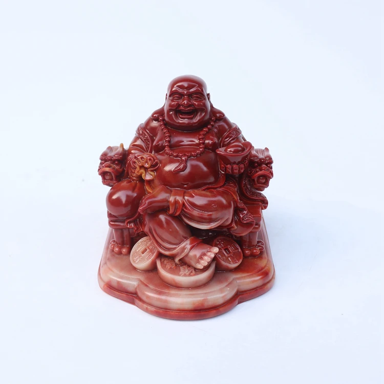 COLLECTIBLE CHINESE SHOUSHAN STONE HAND CARVED MAITREYA BUDDHA STATUE
