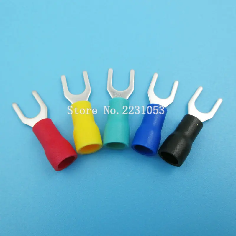 100PCS/LOT Insulated Fork Wire Connector Electrical Crimp Terminal SV1
