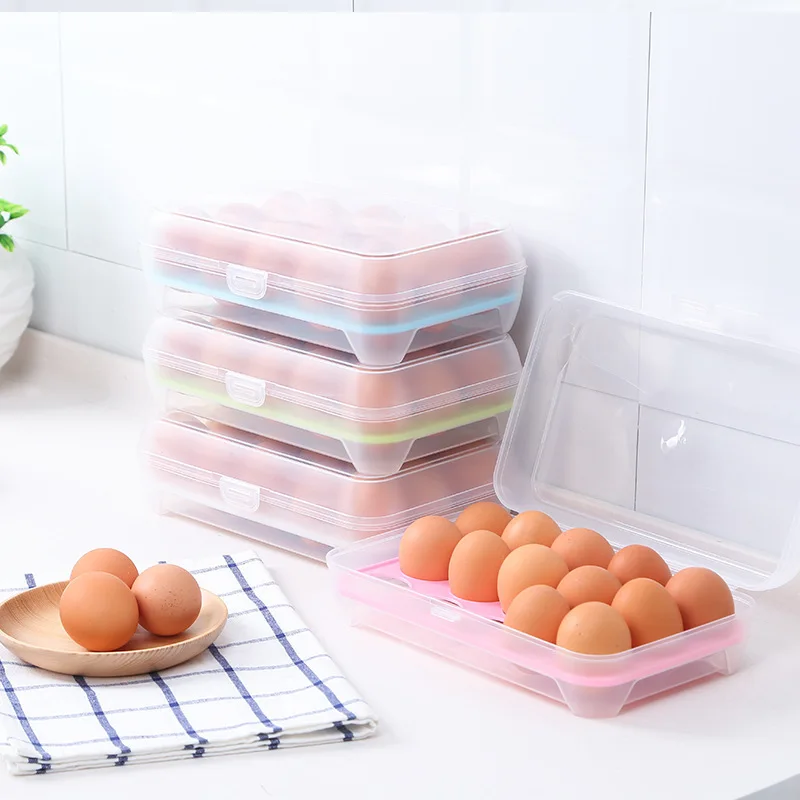 

15 Grid Egg Anti-Collision Storage Box Kitchen Refrigerator Crisper Organizer Box Egg Storage Holder Egg Tray Container