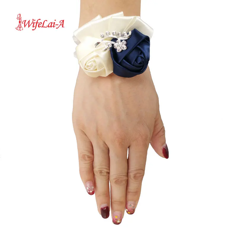 

5pcs/lot Custom Color Corsages Cheap Silk Rose Flowers Wrist Flowers Bride Ribbon Marriage Wedding Corsage Hand Flowers SW1317-A