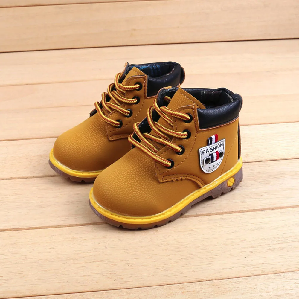 MUQGEW Single Boot boys and girls short boot Children Warm Boys Girls