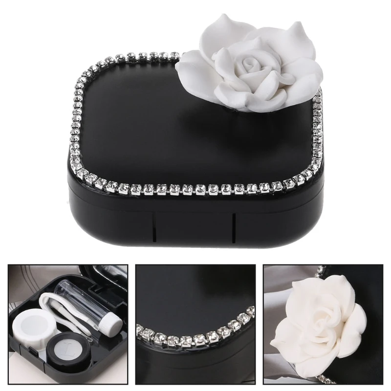 

Contact Lens Box Flower Travel Portable Case High End Mirror Storage Container