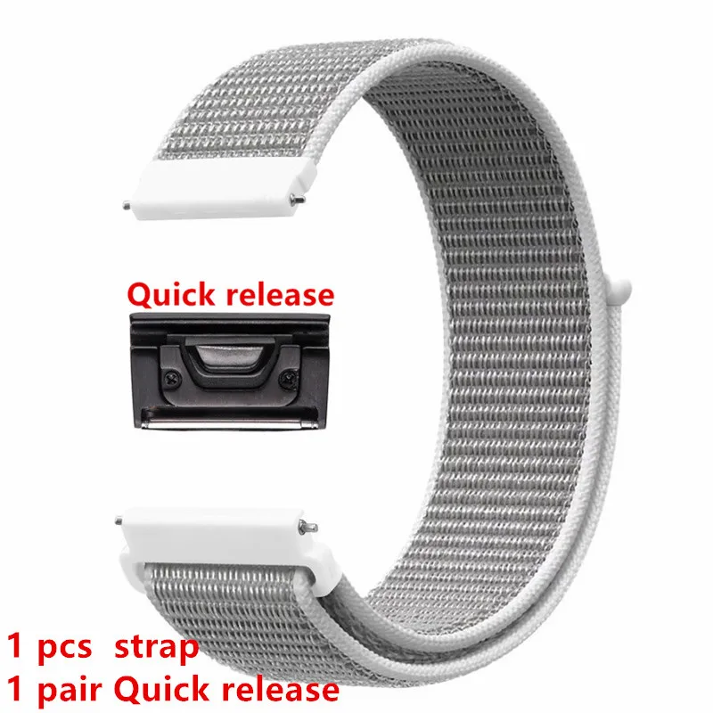 Quick release White 26 мм 22 мм быстросъемный нейлоновый ремешок на липучке для Garmin Fenix 3/Fenix 3 HR/Fenix 5 5X forerunner 935 ремешок для наручных часов - Цвет: Quick release White