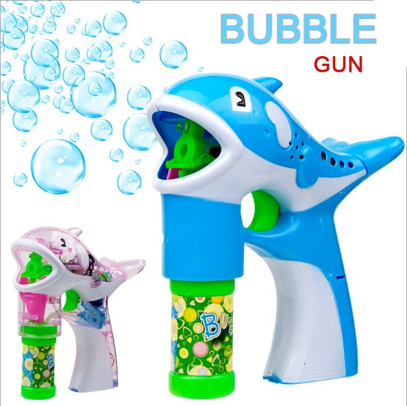 2015 cute soap bubble Large dolphin bubble gun music Preschool toy