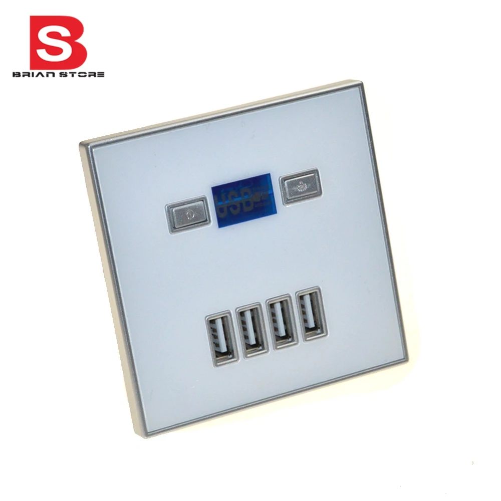 

Socket with 4 USB Port 5V 4A Wall Faceplate Power Outlet Panel Socket Plug Switch Charger