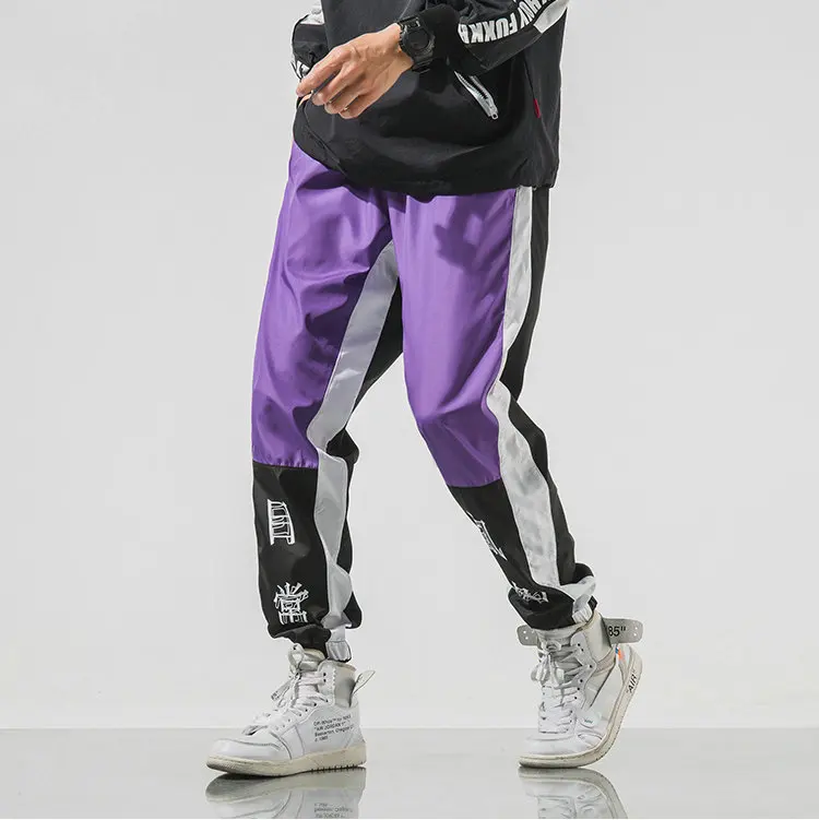 New Autumn Men Streetwear Sweatpants Hip Hop Letter Printed Patchwork Joggers Long Trousers Men Harem Pants