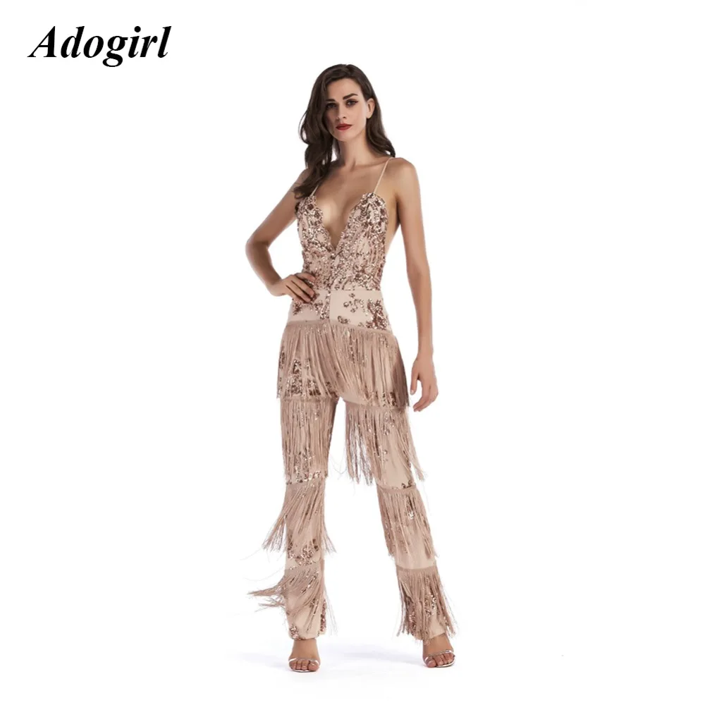 sequin tassel jumpsuit