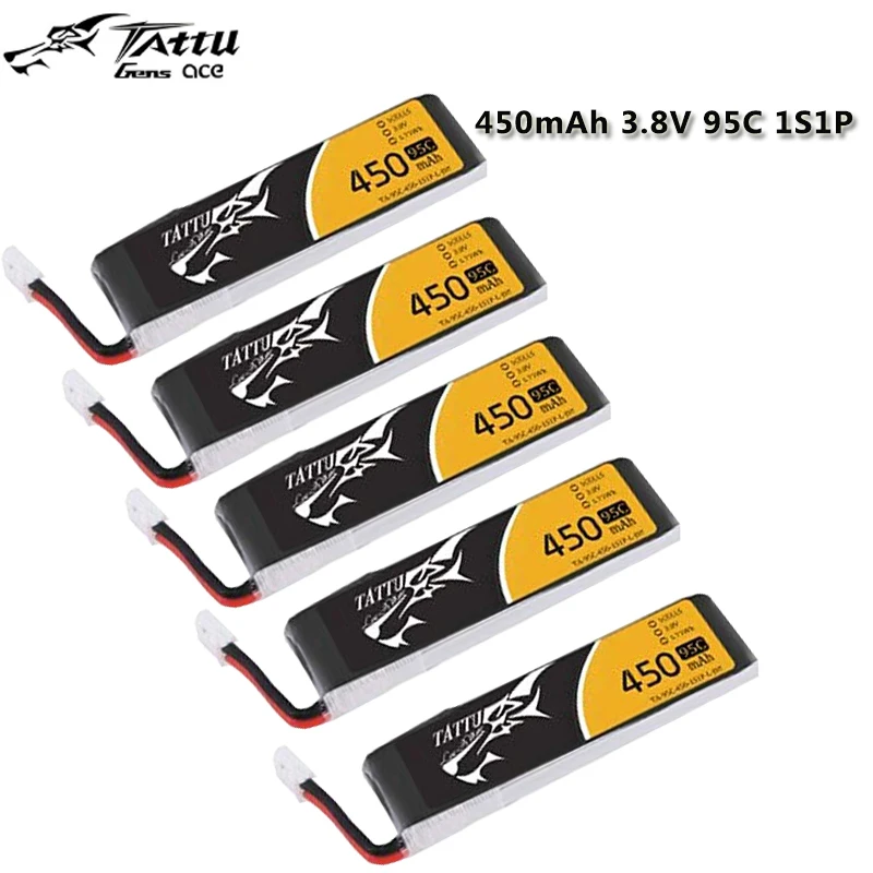 Tattu 450mAh 3,8 V HV 95C 1S1P Lipo аккумулятор с JST-PHR разъемом для крошечного Hawk-Long Pack