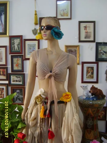 

Belly dance top Transparent thin belly danc sleeveless wrap top CC48-53