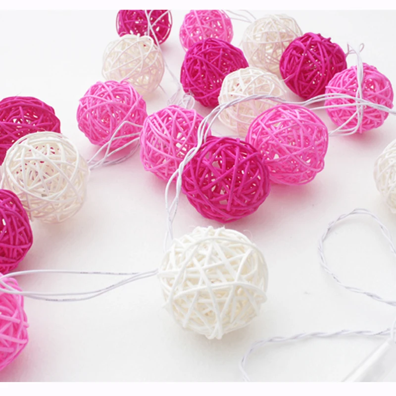 Светодиодный гирлянда из ротанга 20 шаров Рождество светодиодный светильник s для