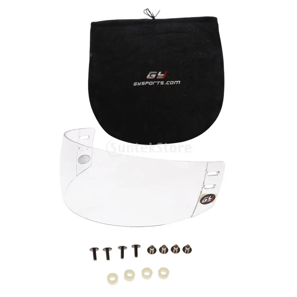 CE Approved Anti-fog Anti-scratch Ice Hockey Visor Shield with Mounting Hardware Plus Dustproof Helmet Equipment Storage Bag