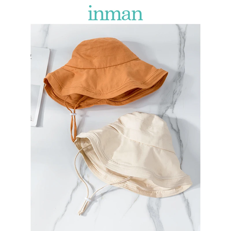 

INMAN 2019 Summer Cotton Fiber Big Brim Hat With Wind Proof Line Women Causal Bucket Hat