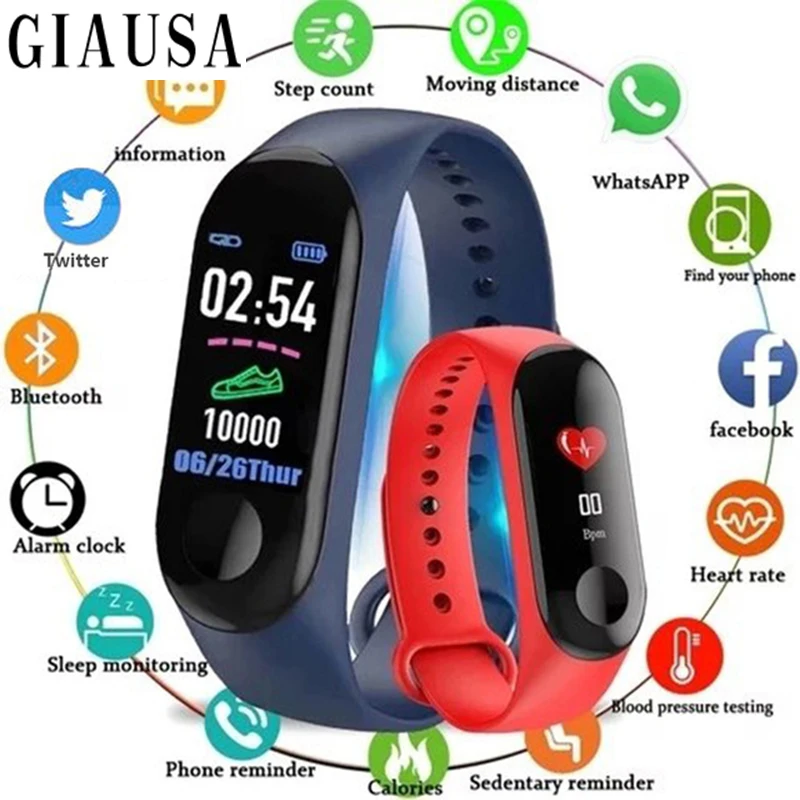 

New Arrival Fitness Bracelet Blood Pressure Outdoor IPS Screen Heart Rate Monitor Smart M3plus Waterproof Wristbands PK MiBand 3
