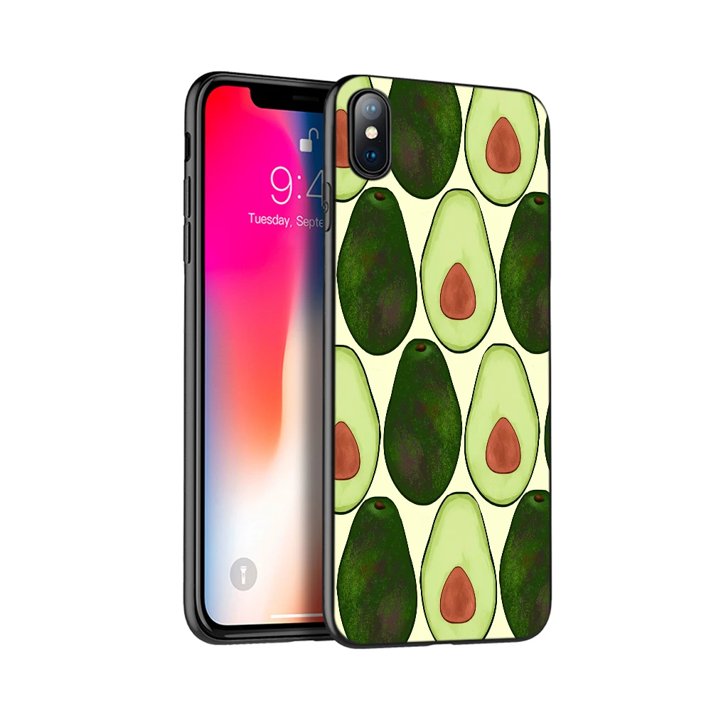 Черный чехол из ТПУ для iphone 5 6 6s 7 8 plus x 10 силиконовый XR XS 11 pro MAX милый с авокадо