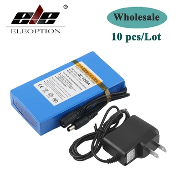 

ELEOPTION 10PCS High Capacity DC1298A DC 12V 9800mAh Li-ion Super Powerful Rechargeable Battery For Camera With Plug