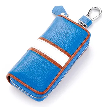 

High Quality Cow Leather Key Wallet Auto Car Keys Cases Men Real Leather Zipper Card Holder Women Housekeeper Key Pouch Coin Bag