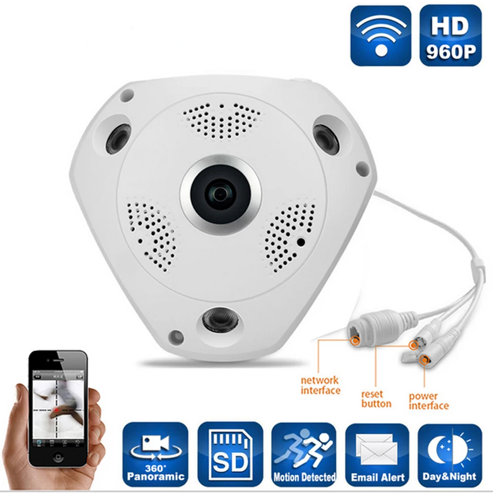 

HD 1080P Panoramic 360 Degree IP Indoor Camera PAL NTSC Home CCTV Cameras Infrared Wifi Network Wireless Security Surveillance