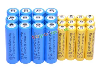 

12x AA Blue 3000mAh + 12x AAA Yellow 1800mAh NiMH Rechargeable Battery RC MP3 Clock