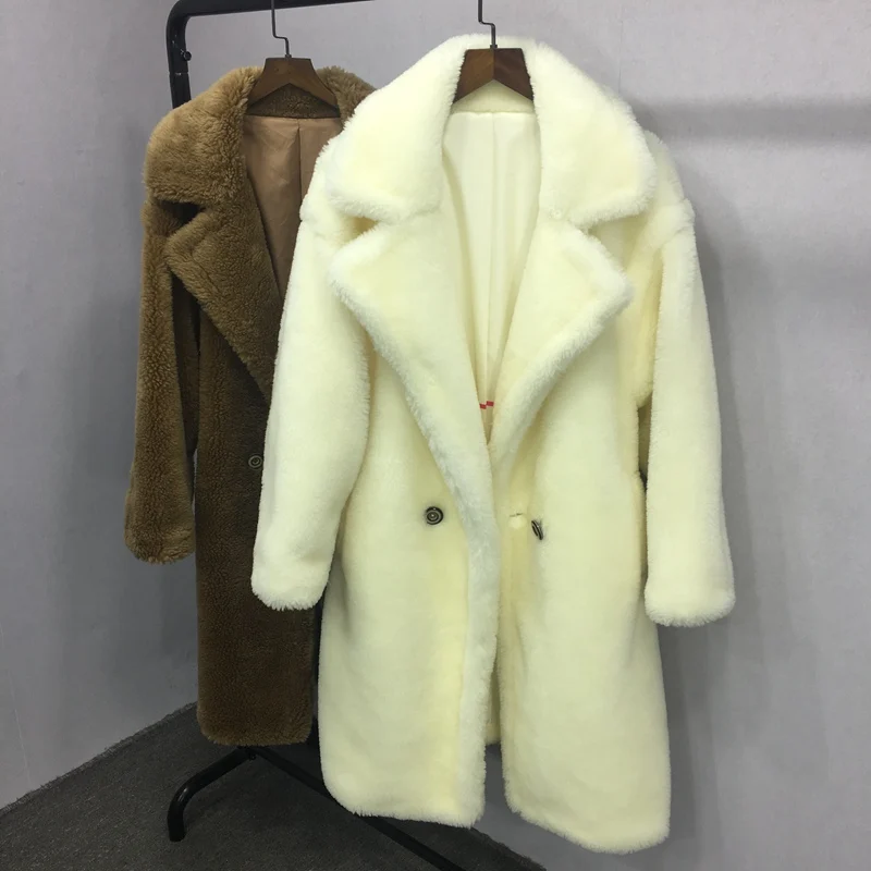 women real fur coat sheep loose big style female 2018 new winter warm thick natural lamb sheep fur outwear luxury brand fur coat