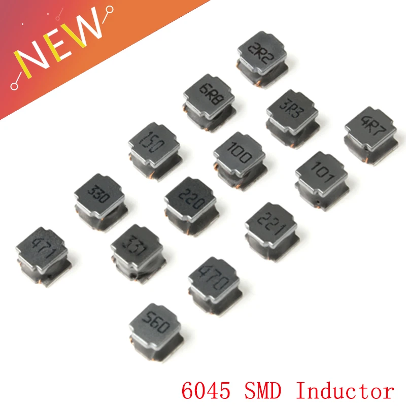 

25Pcs SMD 6045 Power Inductor 2.2UH-470UH Chip Inductors High Quality 6045 Wire Wound Chip winding inductance