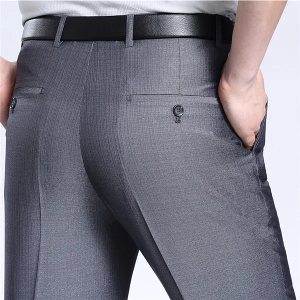 Mu Yuan Yang, плюс размер, 44, летний мужской костюм, брюки против морщин, мужские рабочие брюки, шелковые мужские брюки, деловые повседневные брюки - Цвет: 883 light Gray