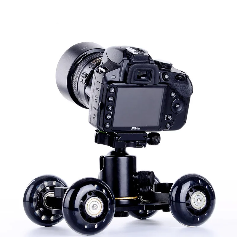 Видео рельс стабилизатор DSLR камера Долли Скейтер Настольный мобильный Роллинг слайдер автомобиль для камеры s видеокамера Rig(черный) CD50 - Цвет: Черный