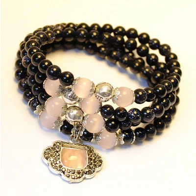 

Korean Fashion Bluestone 108 Beads Prayer Mala Fashion Bracelet Great Friendship Bracelet Charm Blingbling New Stone Bracelet