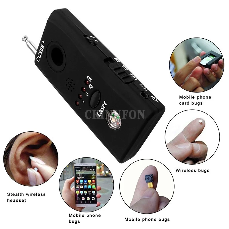 

DHL 50PCS CC308+ Wireless Camera Anti-Spy Full Range Signal, Camera and Bug Detector + One Earphone