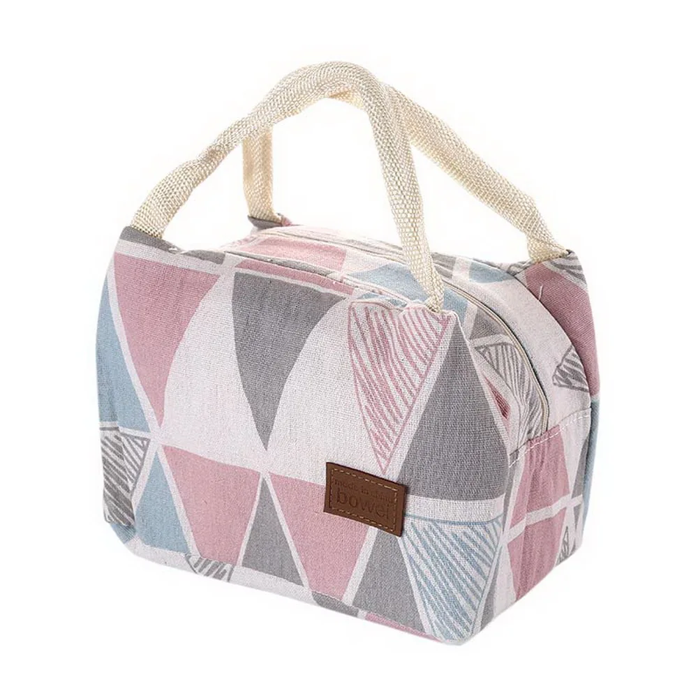 Сумки для ланча для женщин и детей, школьные холщовые сумки для ланча с рисунком фламинго, Термосумка для ланча, сумка-тоут для пикника, пляжная сумка - Цвет: pink 20.5x14x15cm