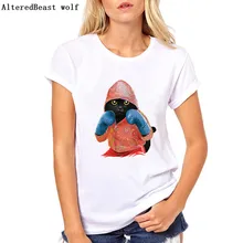 Новые рыбы-кошка дизайн футболка для женщин забавные товары для кошек Футболка с принтом женский прекрасный футболка с изображением Тоторо Новинка летн