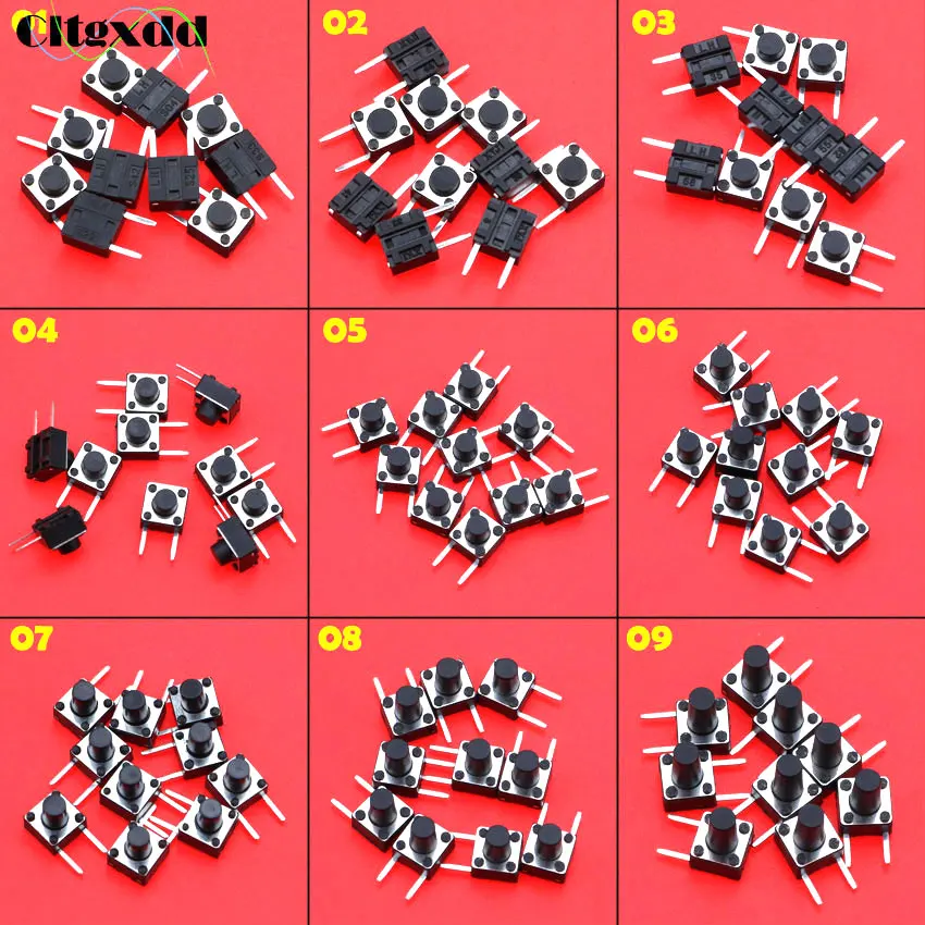 Cltgxdd 6X6X4 3/4 5/5/5 5/6/7/7 5/8/9 мм тактильный переключатель кнопочный SMD 2pin микро для