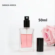 50 мл большой емкости стеклянные флаконы для духов квадратный спрей высококачественное стекло бутылка для многоразового использования 10 шт./партия