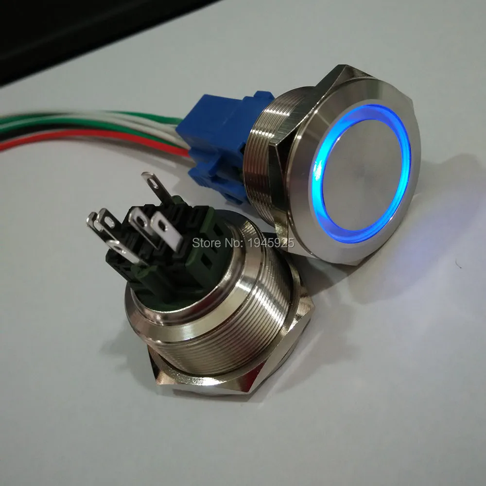 

30mm reset anti vandal switch with 3V 5V 6V 12V 24V 220V blue ring illuminated